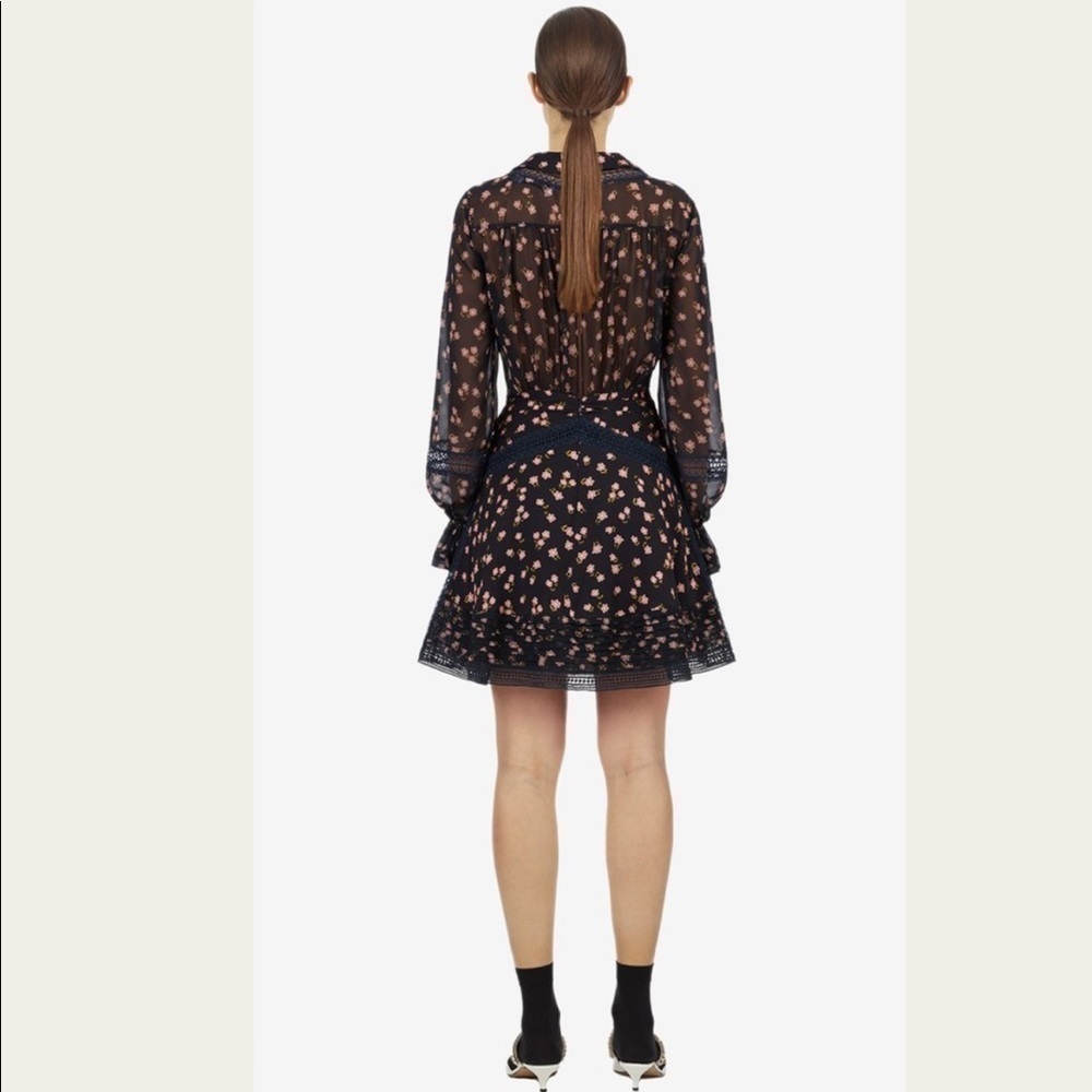 Self-Portrait Twist Front Ditsy Mini Dress Size 2 - Picture 3 of 13